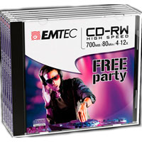 CD-RW Emtec 700MB/80MIN -  4-12x - Boitier de 5 CD Redevance Incluse - ECOCRW80512JC