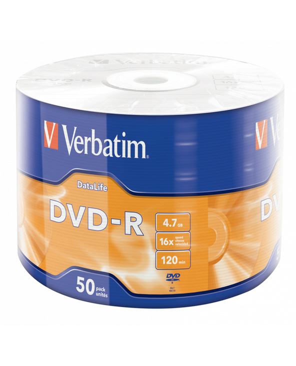 DVD-R VERBATIM DATA LIFE 4.7GB 16X MATT SIVER SURFACE (50 PACK) - 43791